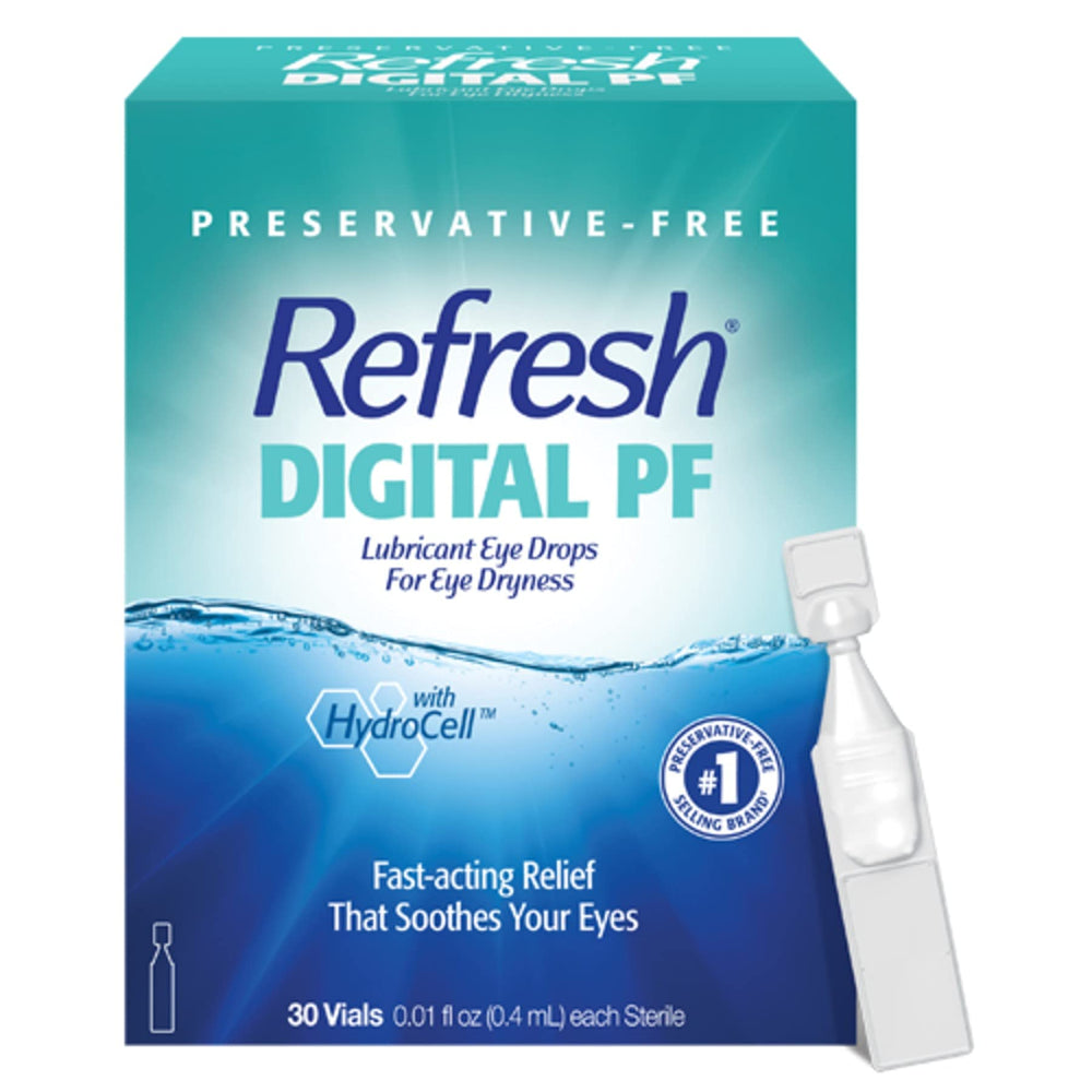Refresh Digital PF eye drops bottle for quick soothing hydration during screen time