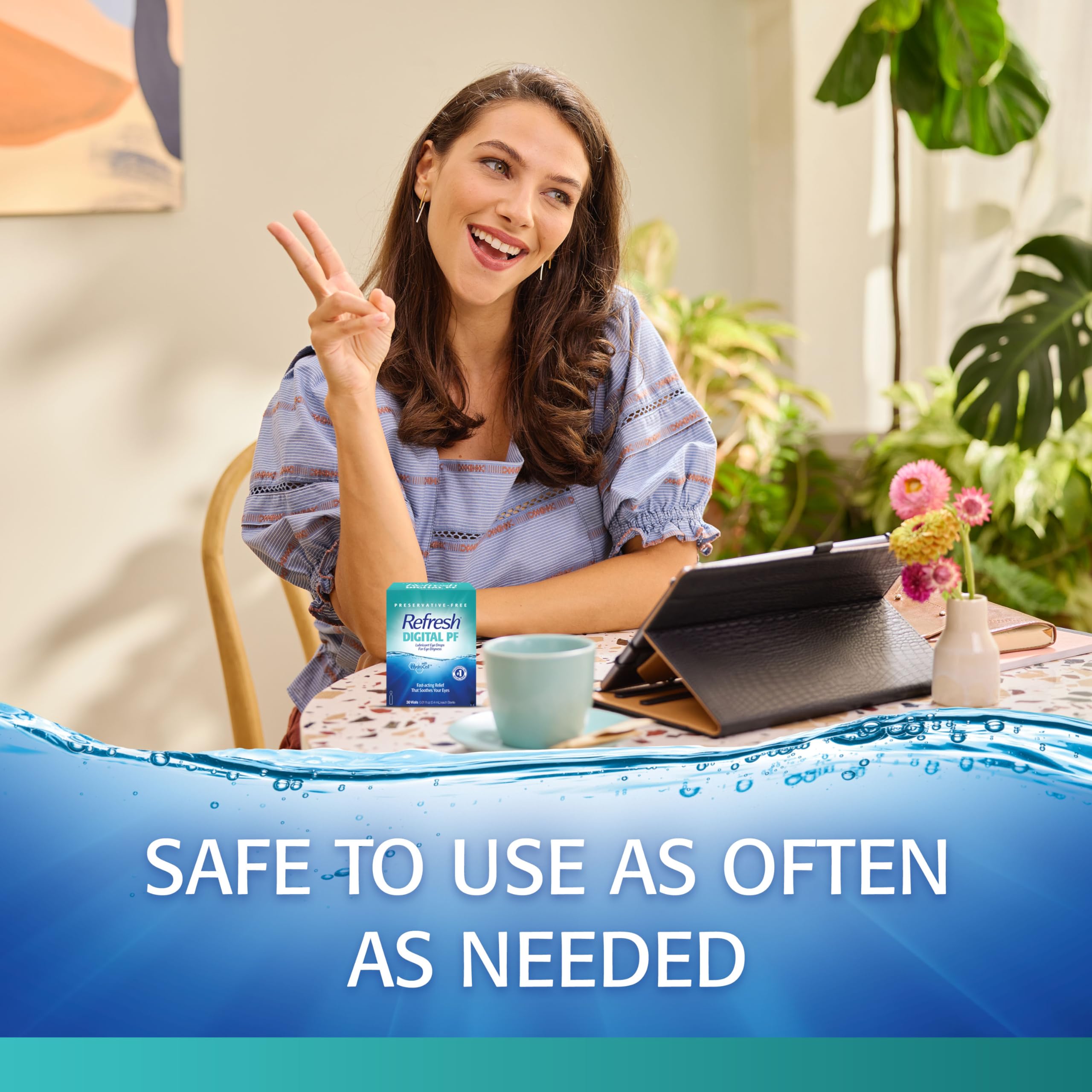 Refresh Digital PF eye drops dropper closeup highlighting HydroCell hydration