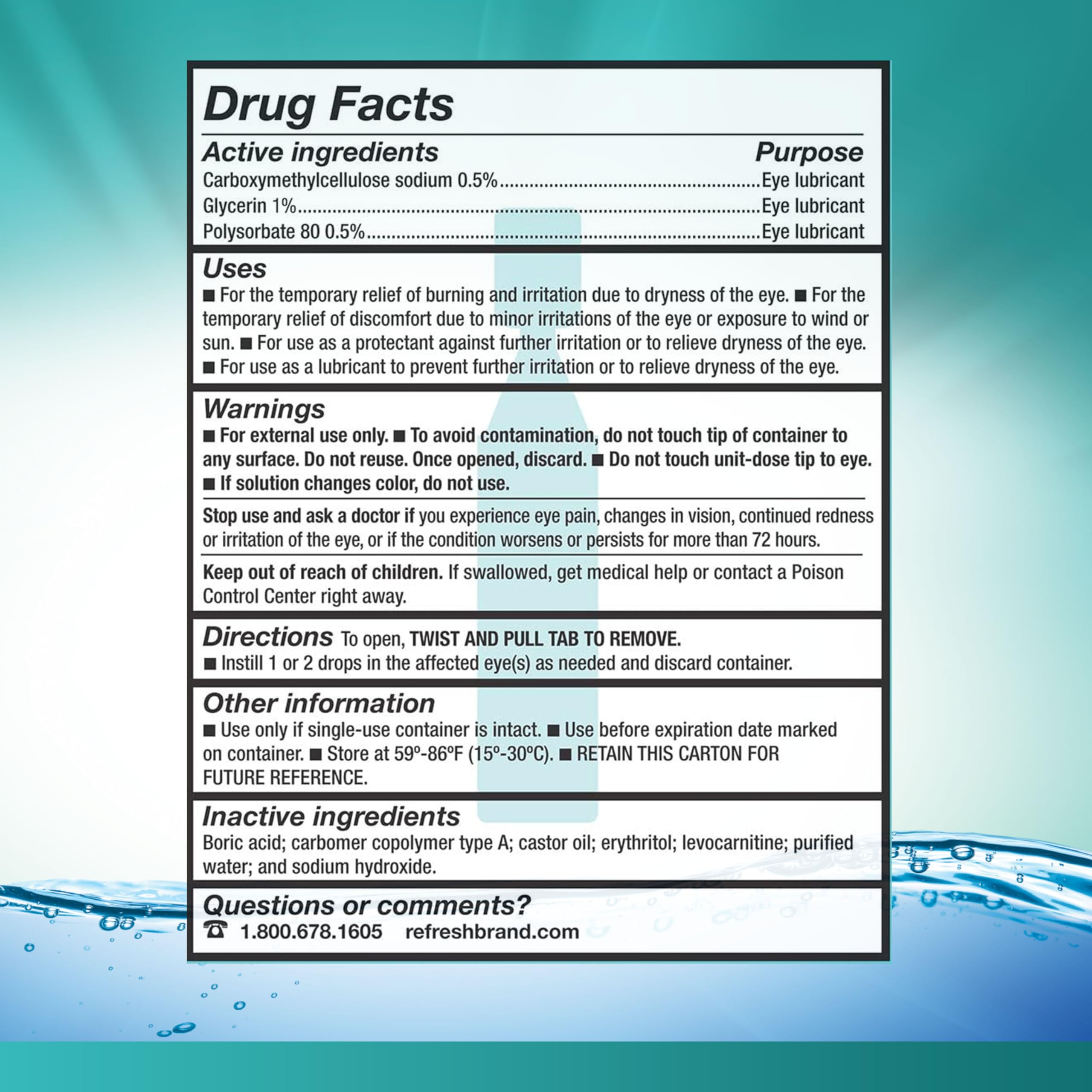 Refresh Digital PF eye drops preservative-free label emphasizing gentle relief