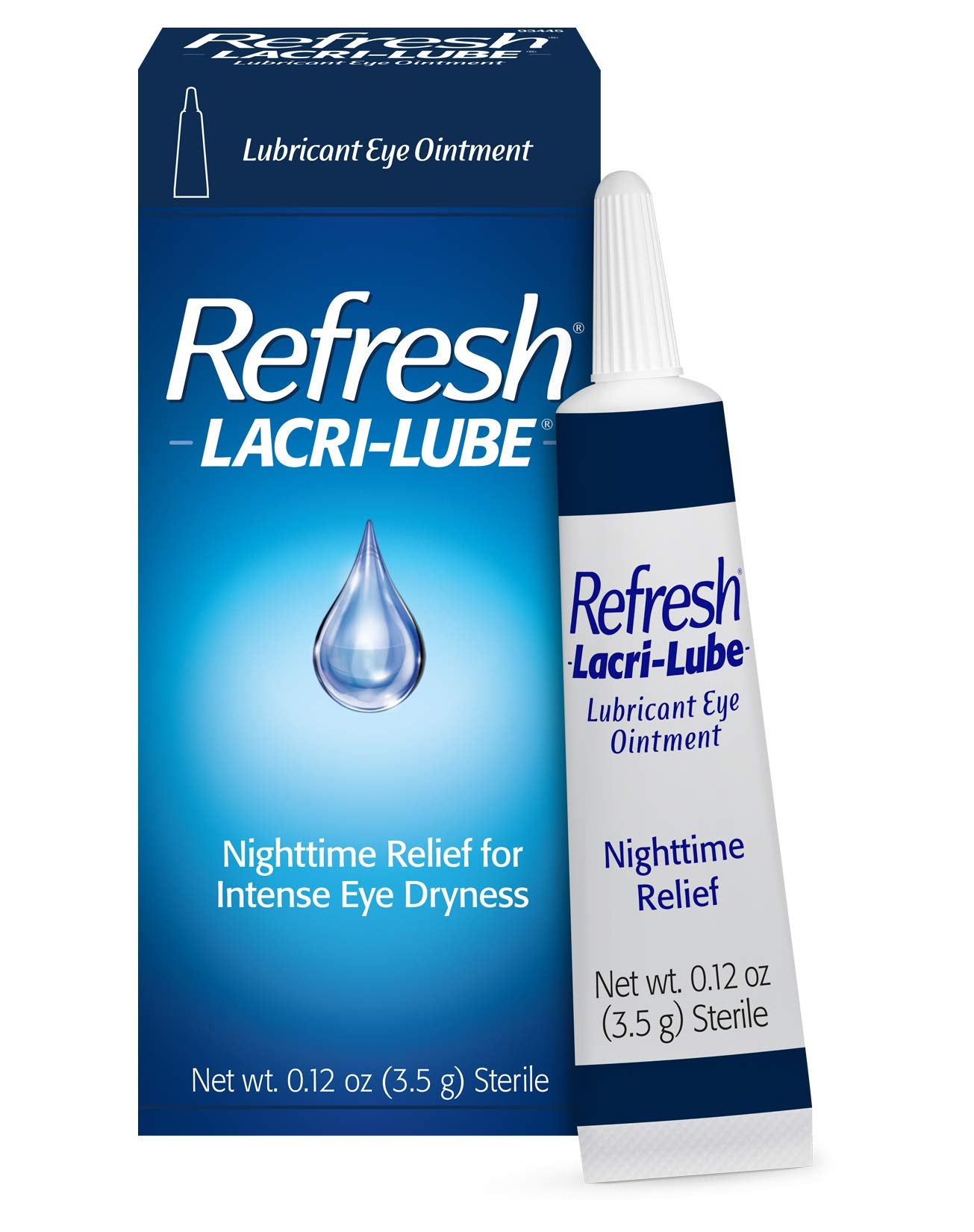 Refresh Lacri-Lube ointment application demonstrates gentle night-time comfort.