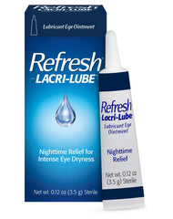 Refresh Lacri-Lube ointment application demonstrates gentle night-time comfort.