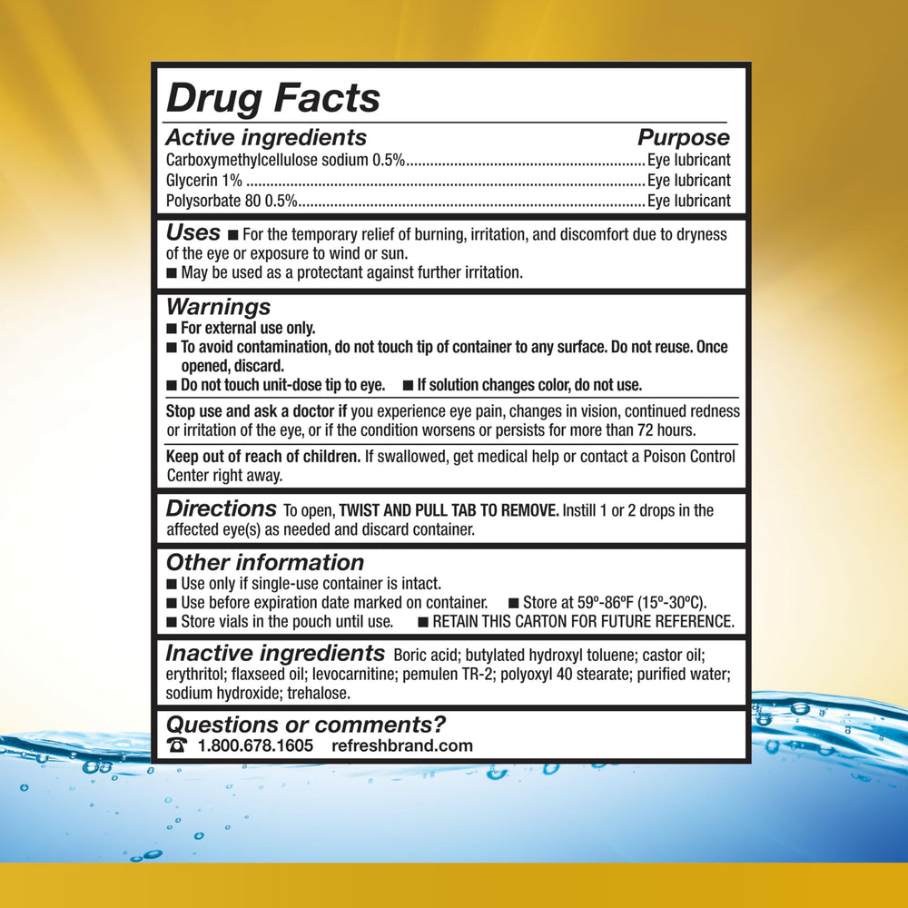 Refresh Optive Mega-3 on-the-go drops in travel packaging for easy use.