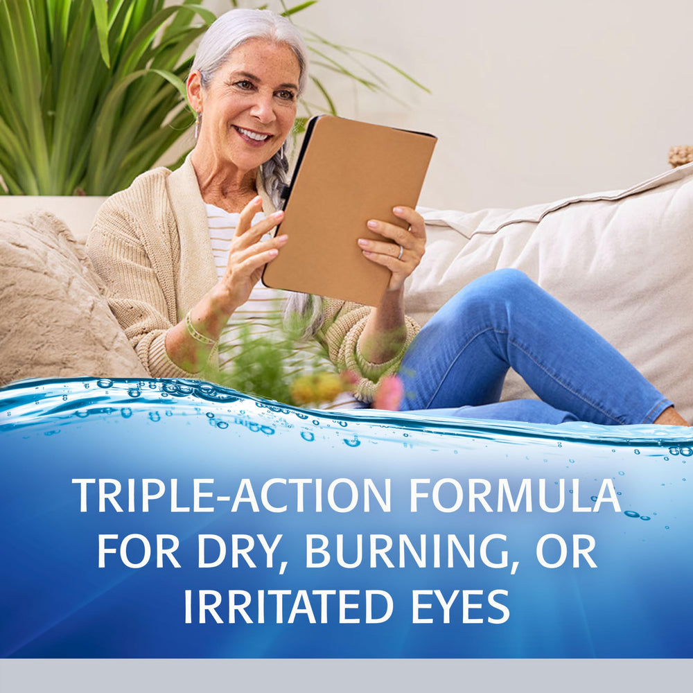 Refresh Optive packaging-in-hand conveys sterile, trusted triple-action relief options.