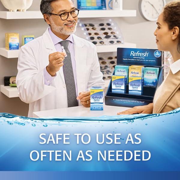 Refresh Optive preservative-free label signals eye-safety for sensitive users.