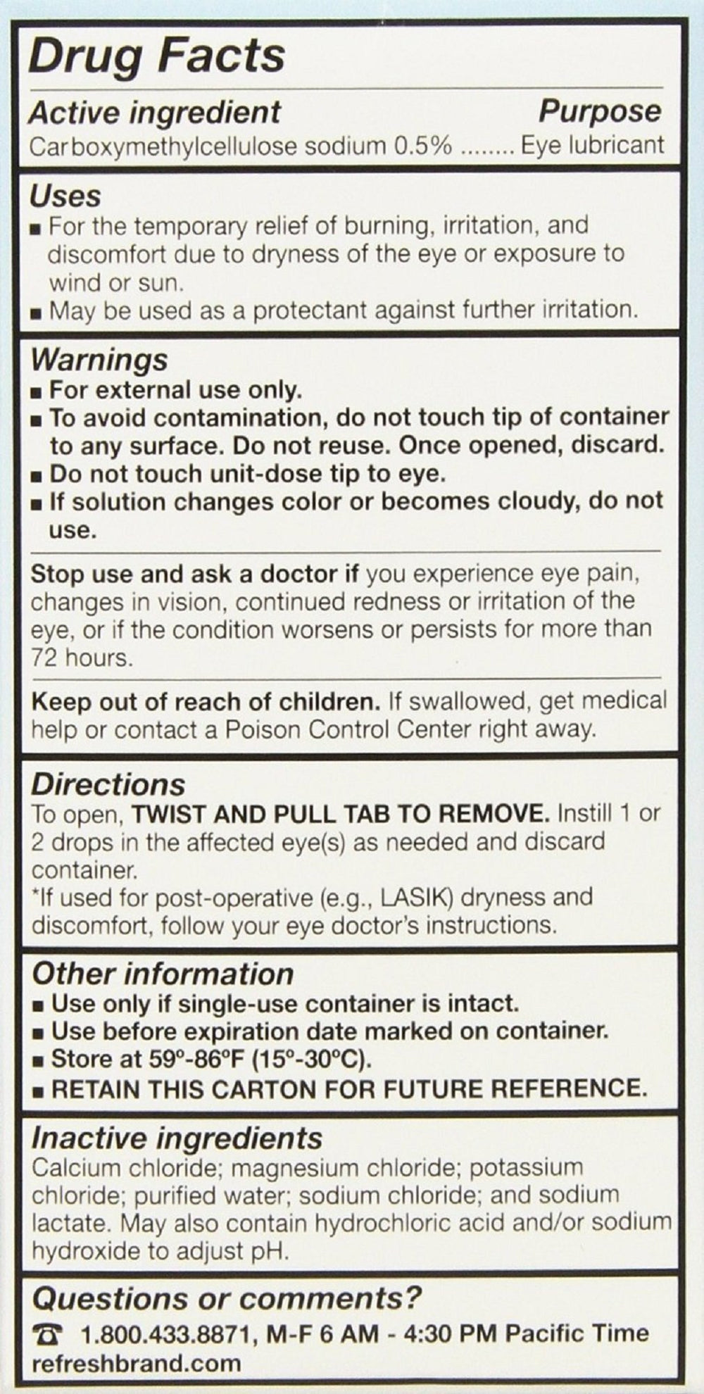 Refresh Plus eye drops vial close-up highlights single-use convenience for fresh lubrication.