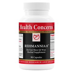 Front view of Health Concerns Rehmannia 8 bottle with 90 capsules
