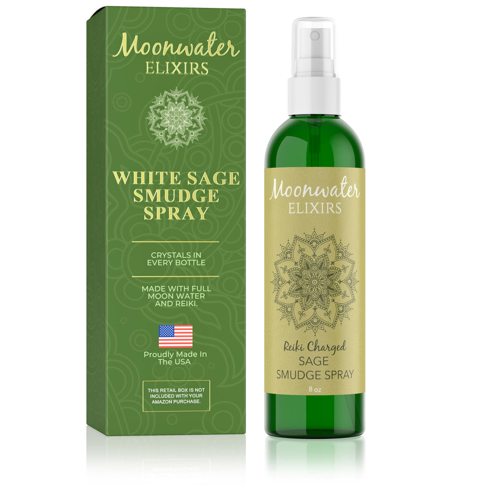 Reiki-charged white sage mist bottle for aura renewal