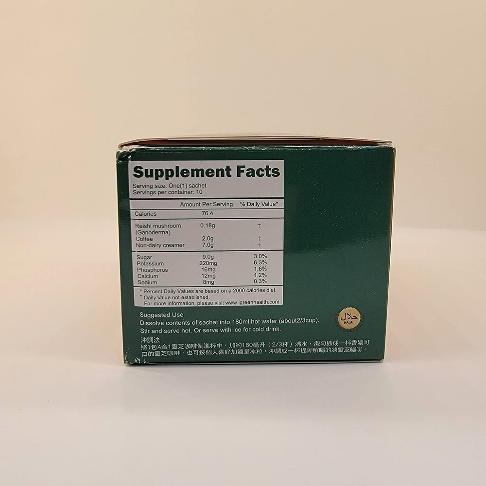 Reishi Coffee-4in1 ingredients label