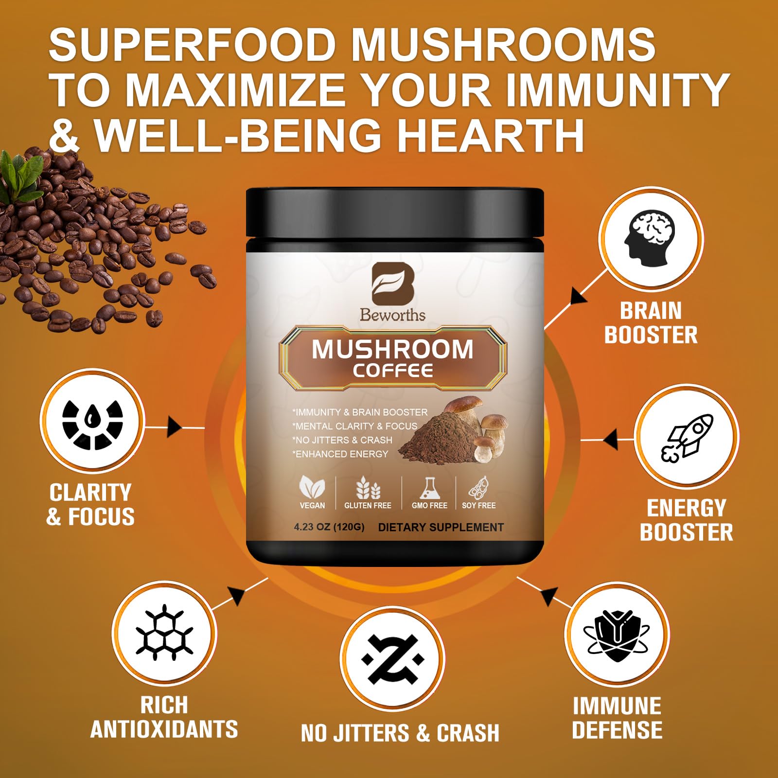 Reishi mushroom powder used in coffee blend