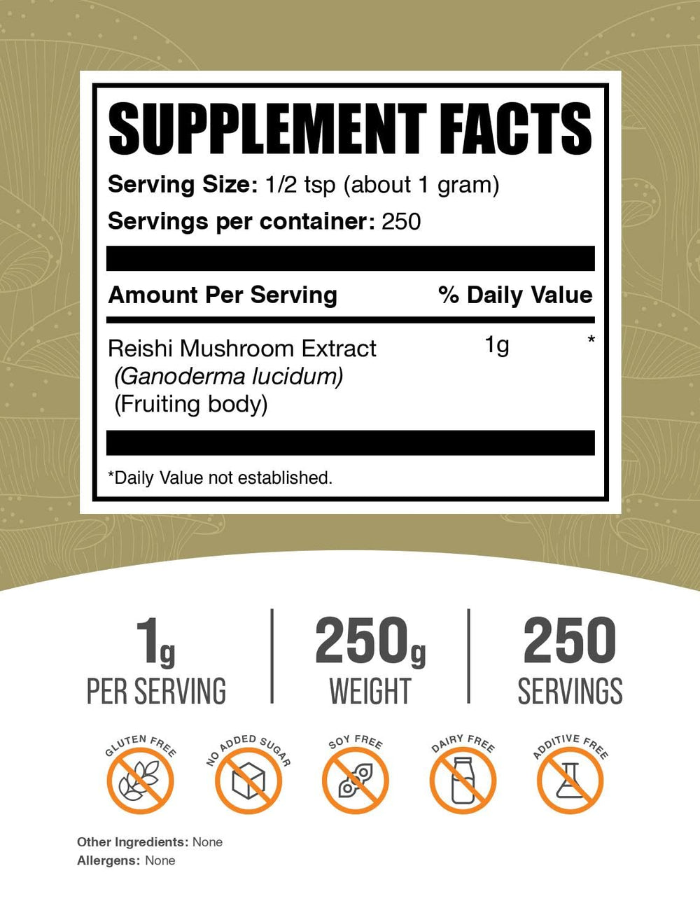 Gluten-free Reishi mushroom extract powder ingredients