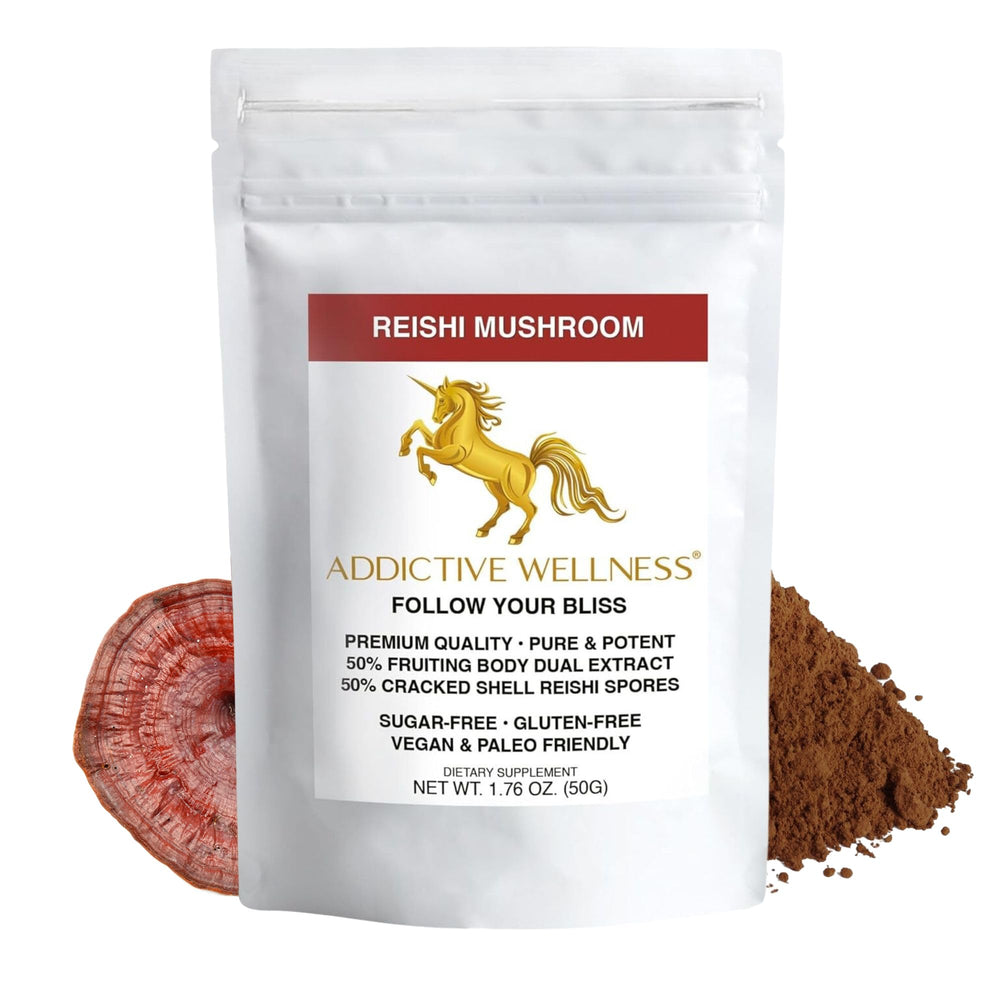 Reishi mushroom extract powder + spores, 50/50 blend, wood-grown Ganoderma, 50g