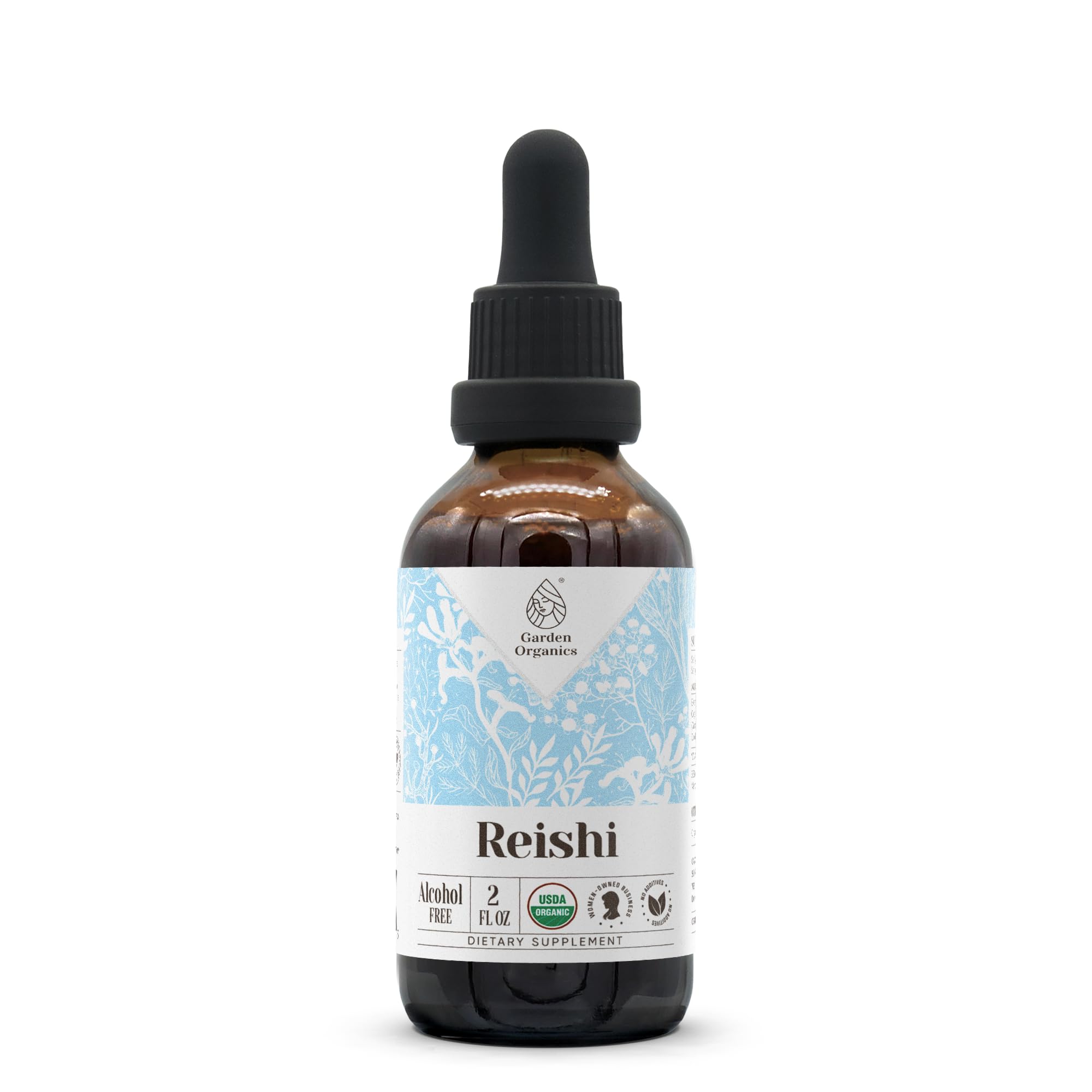 Reishi Organic Alcohol-Free Extract bottle label showing USDA Organic certification
