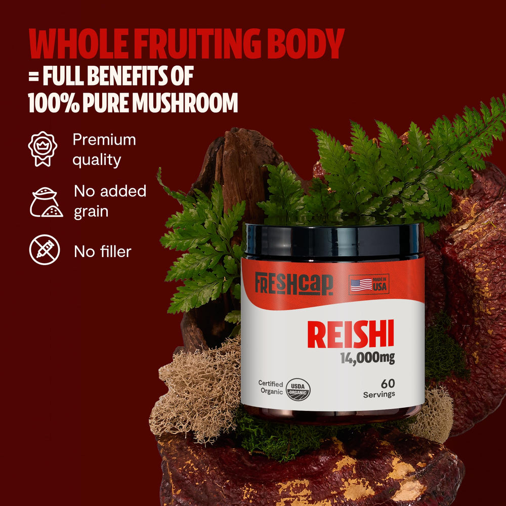 Reishi powder stirred into coffee