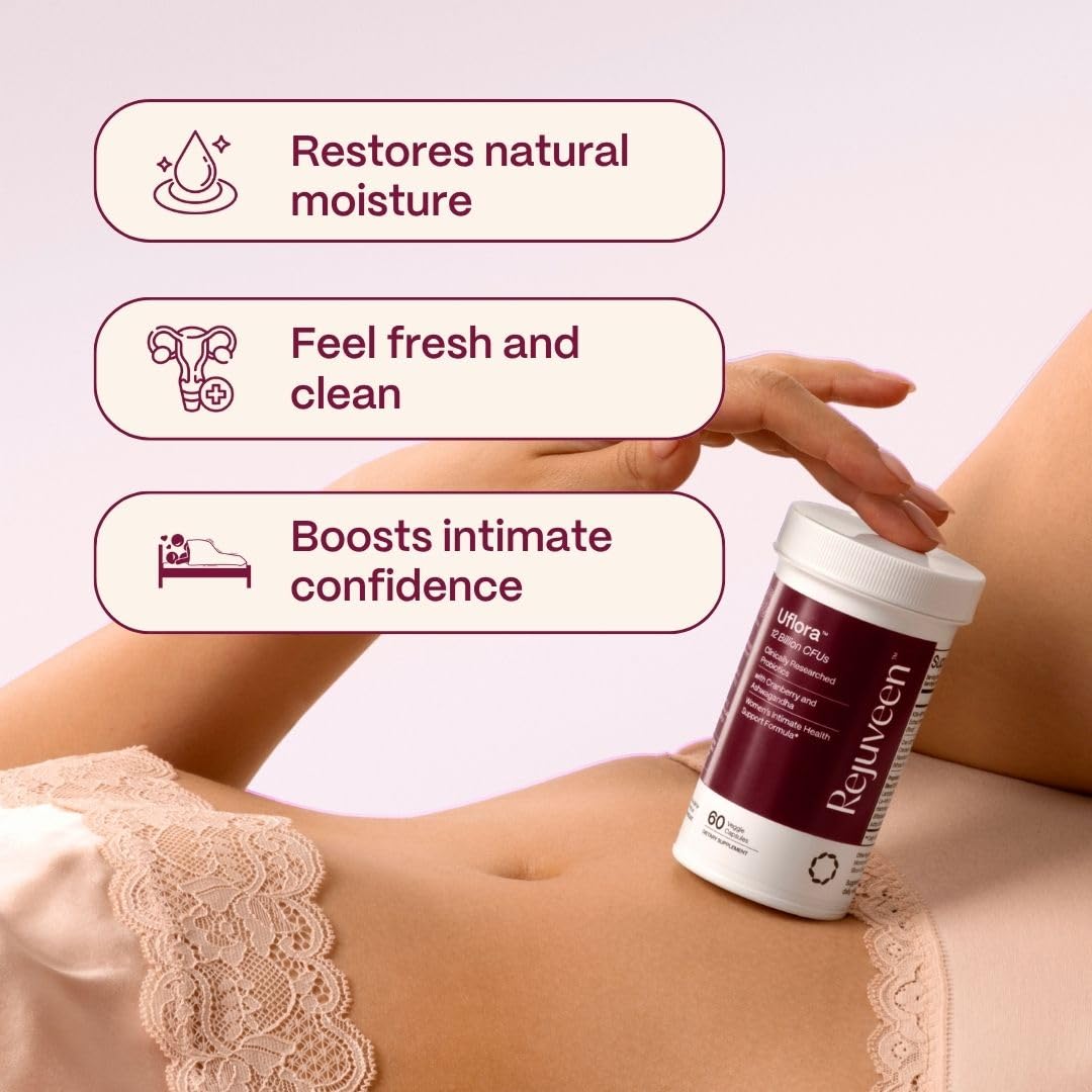 Rejuveen Uflora cranberry extract ingredient highlights urinary wellness potential.