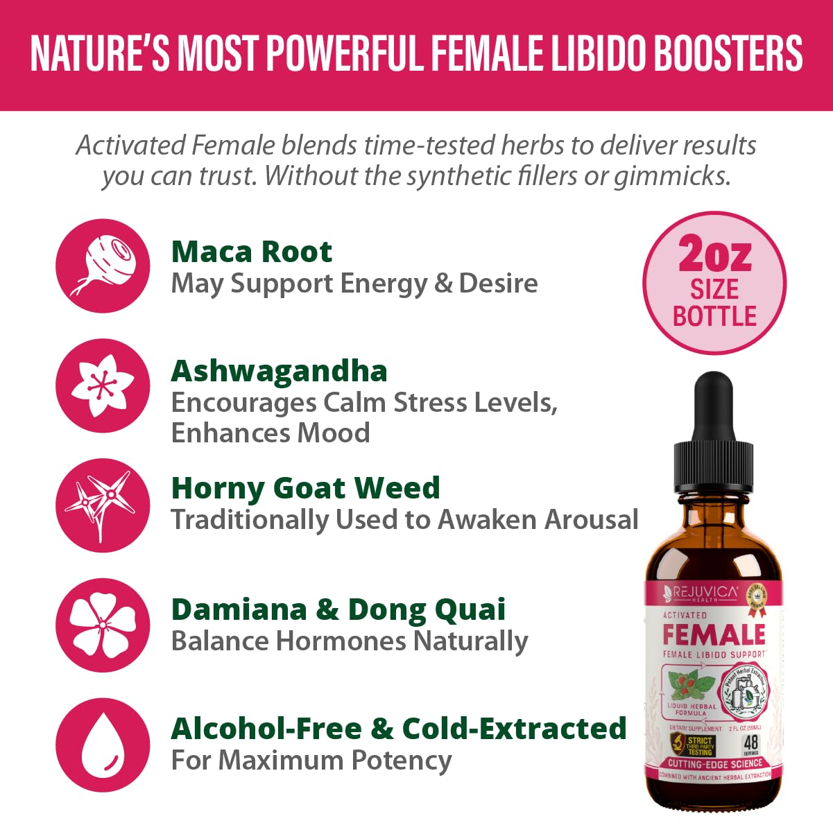 Maca root and herbal ingredients used in Activated Female