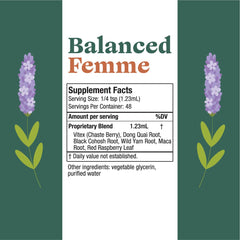 Usage guide for Balanced Femme liquid supplement
