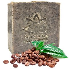 Relaxcation coffee scrub soap bar suitable for body and face care.