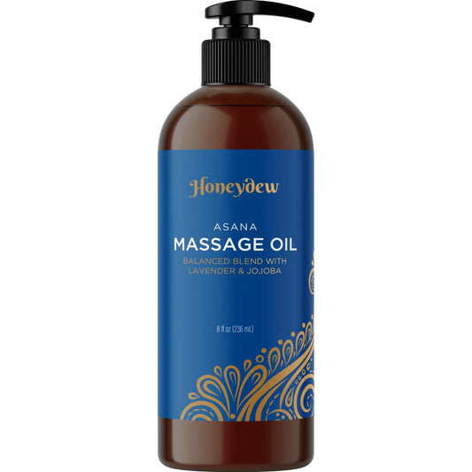 Bottle of Relaxing Sore Muscle Massage Oil with rosemary and lavender