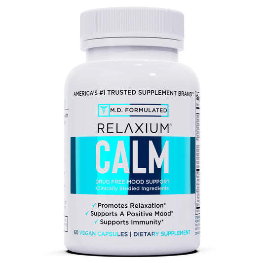 Relaxium Calm packaging featuring 60 capsules