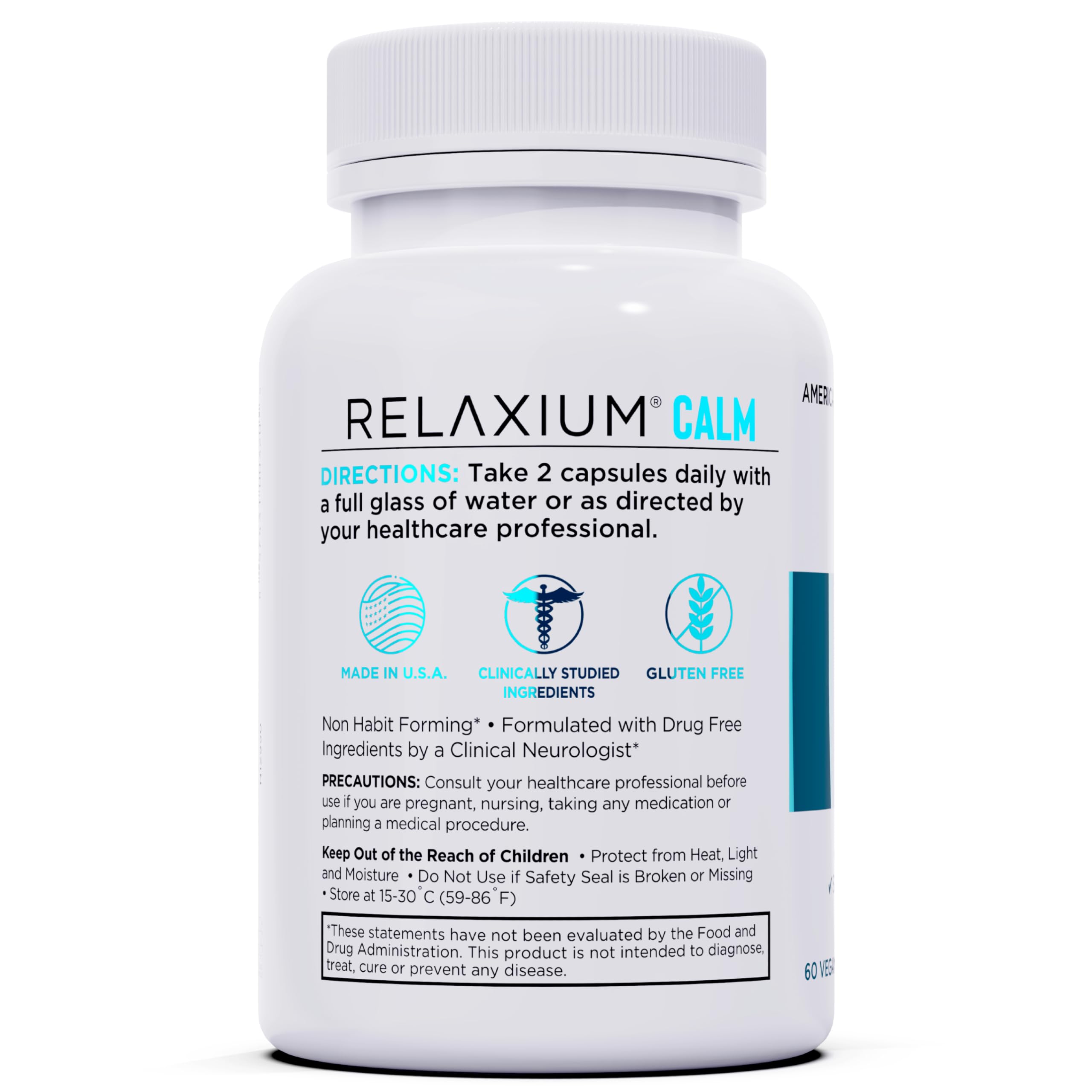 Relaxium Calm bottle illustrating stress and mood support benefits