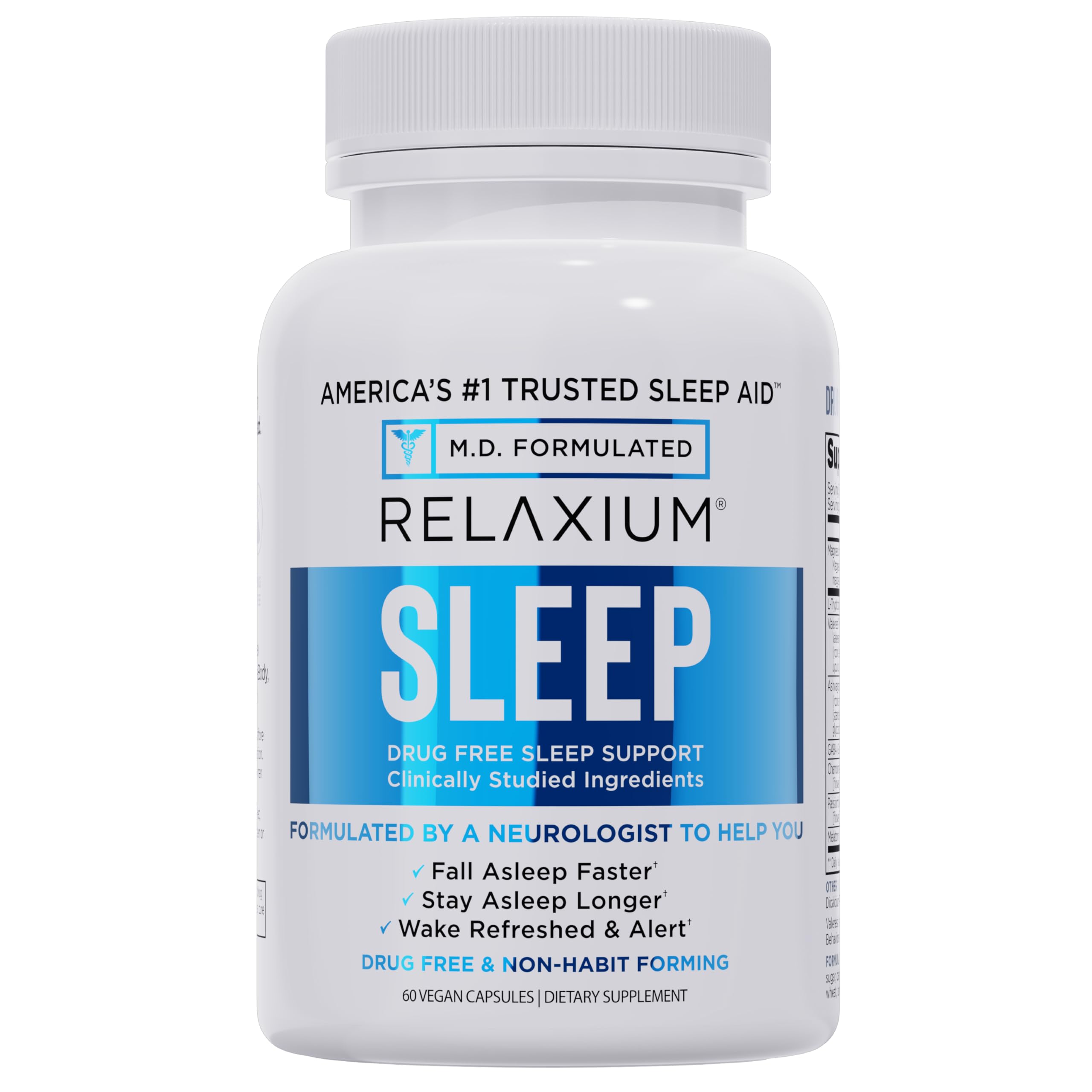 Relaxium Sleep Aid bottle with 60 vegan capsules