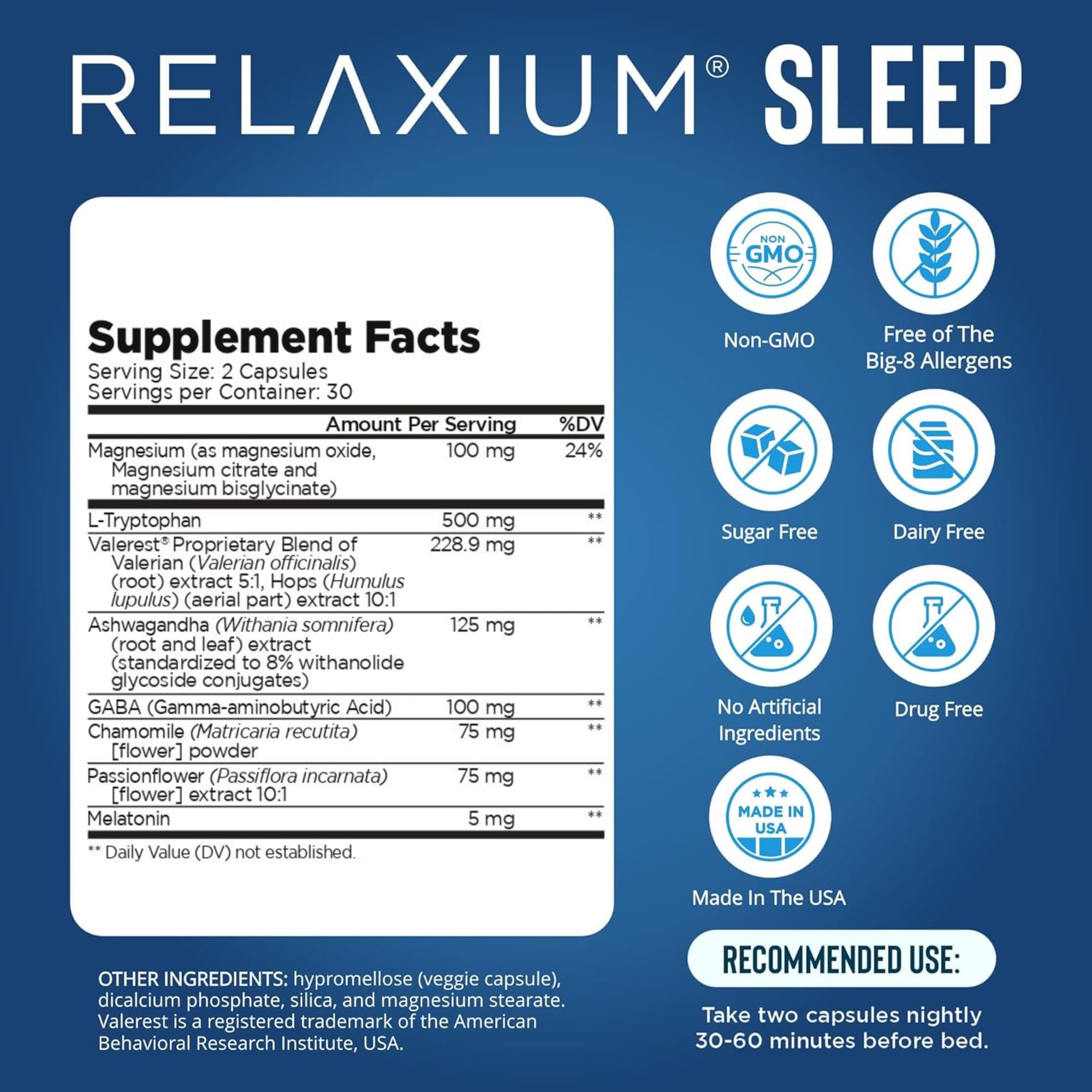 Close-up of Relaxium Sleep Aid capsules