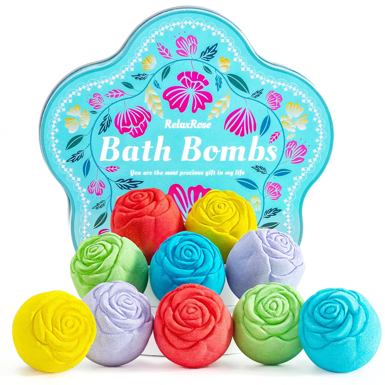 RelaxRose gift set bath bombs with rose collection for spa-like home pampering.