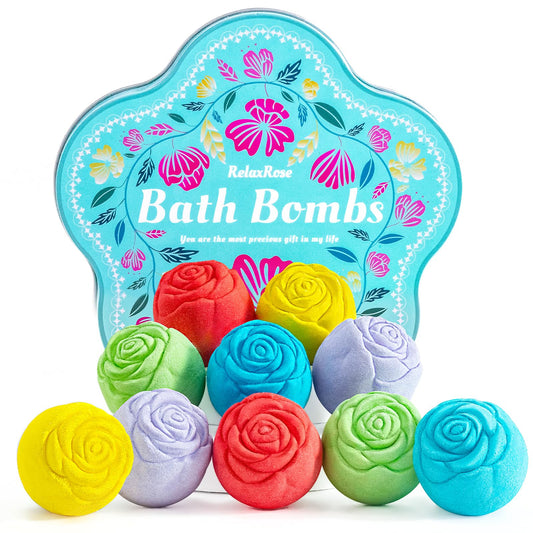RelaxRose gift set bath bombs with rose collection for spa-like home pampering.