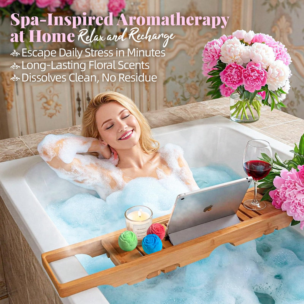 RelaxRose magnolia scent bath bomb for floral indulgence and mood lift.