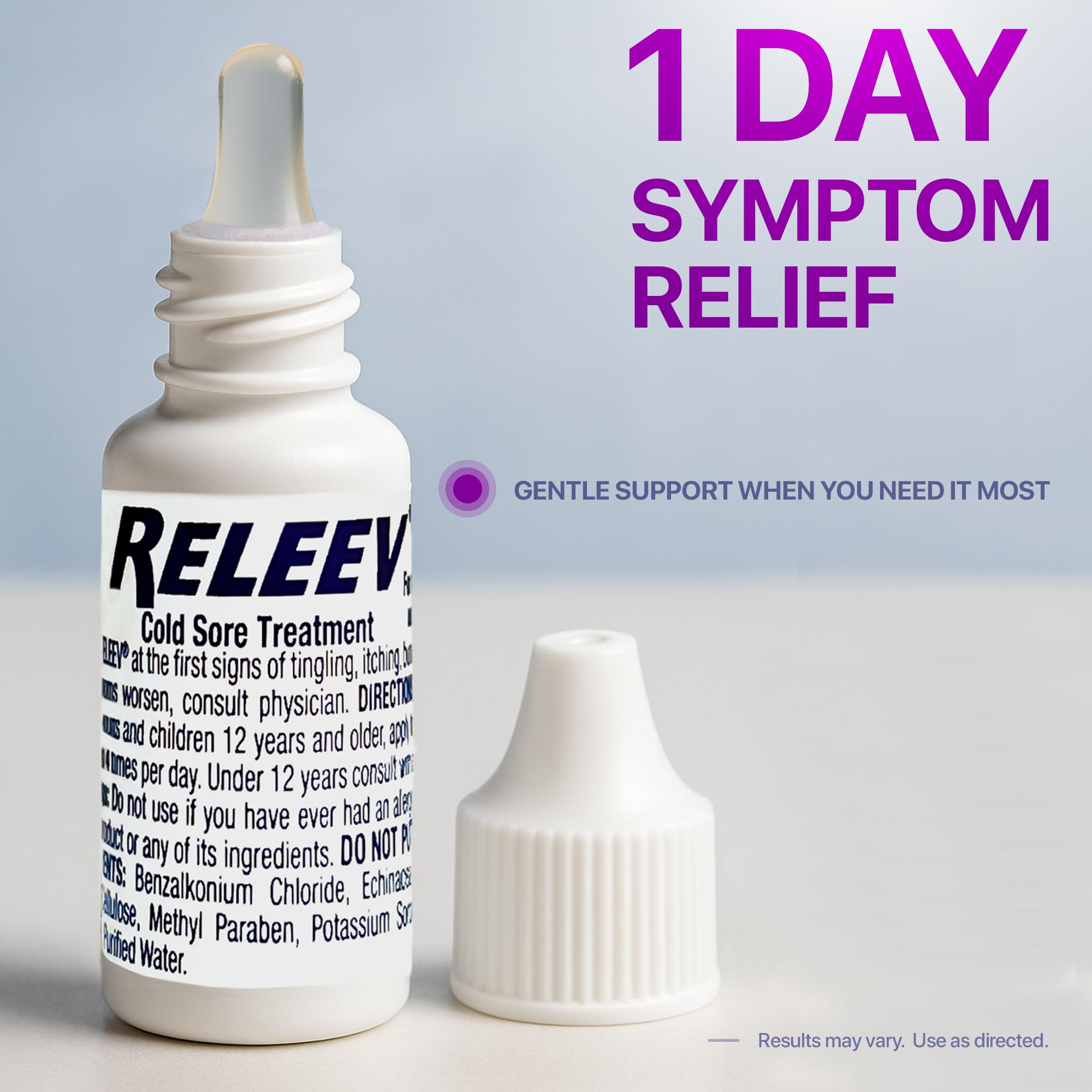 Releev compact-tube on-the-go scene communicates portability and quick relief.