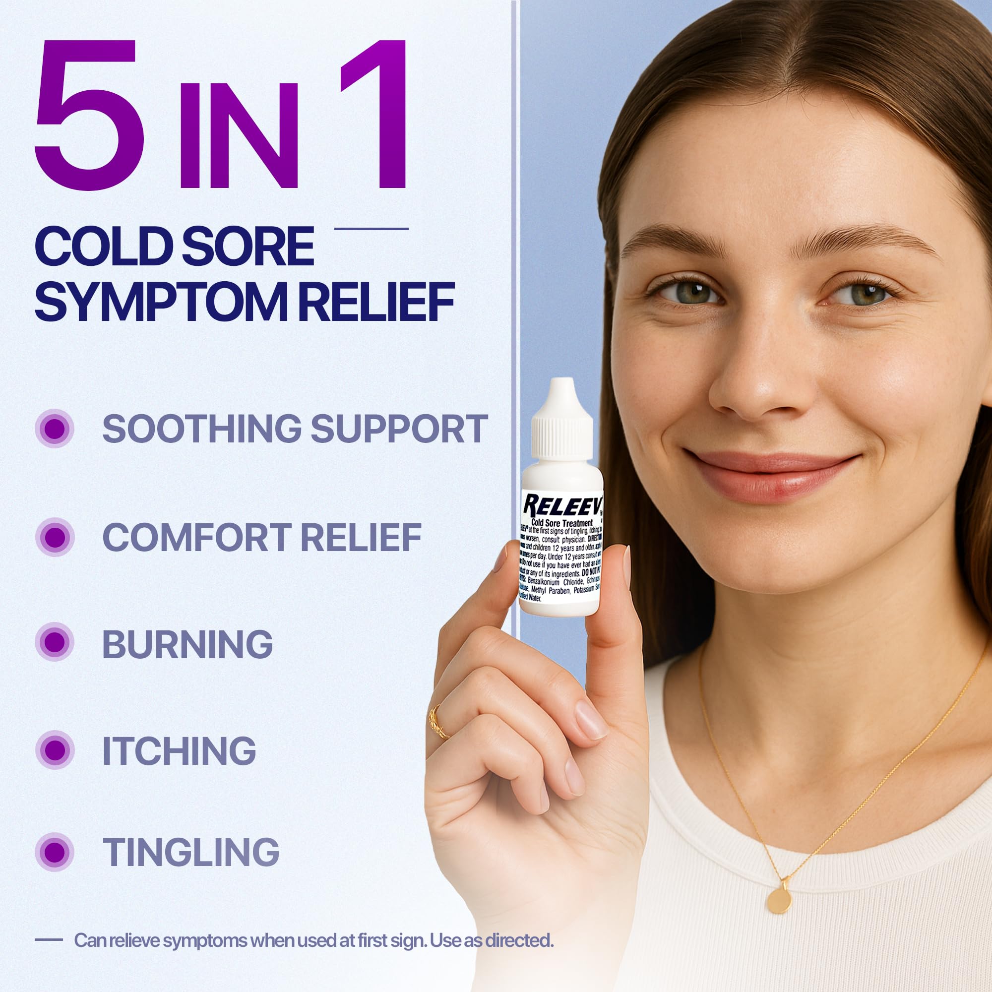 Releev ointment dispense close-up depicts easy application for targeted treatment.