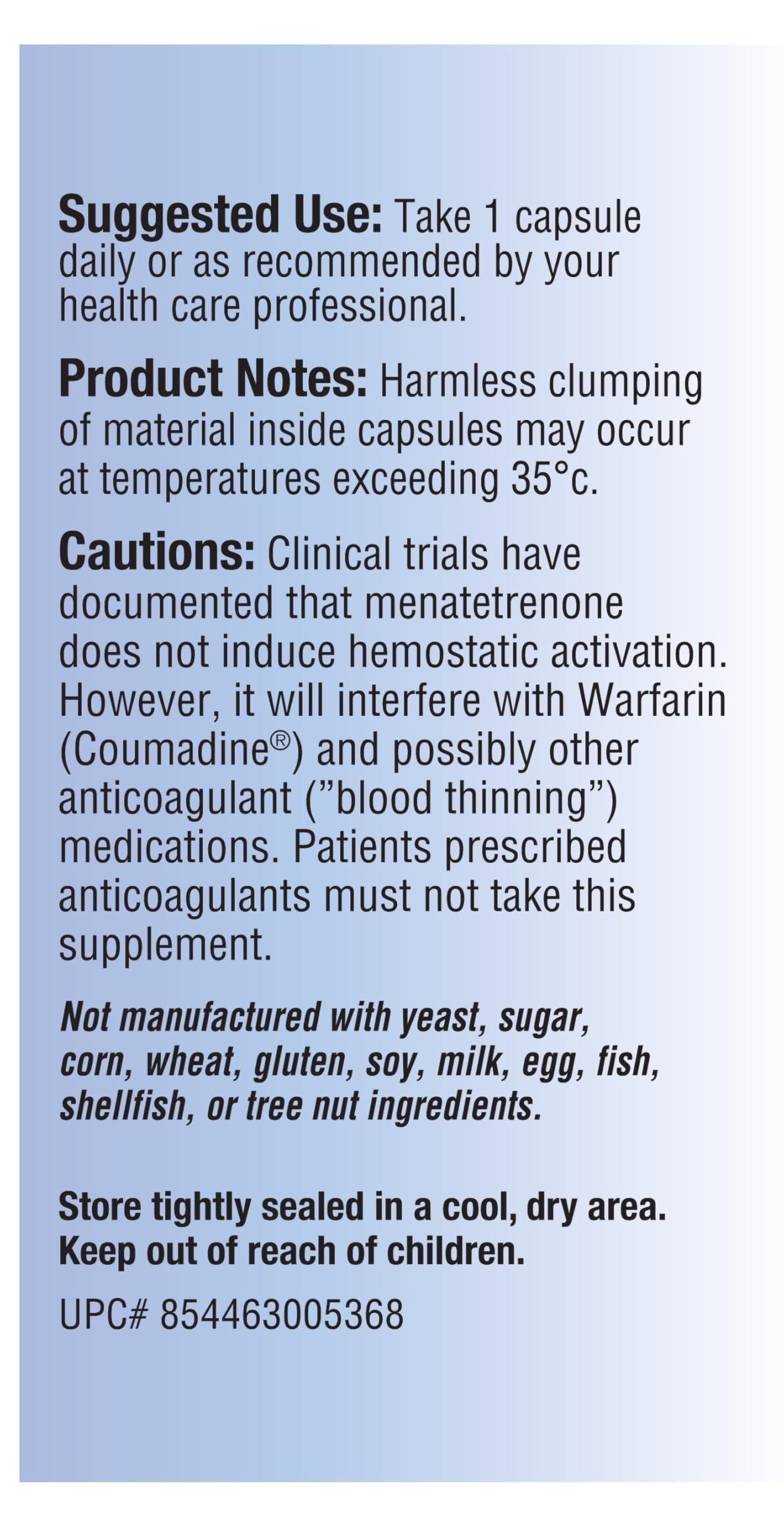 Vegi-Capsules packaging showing MK-4 and MK-7 ingredients