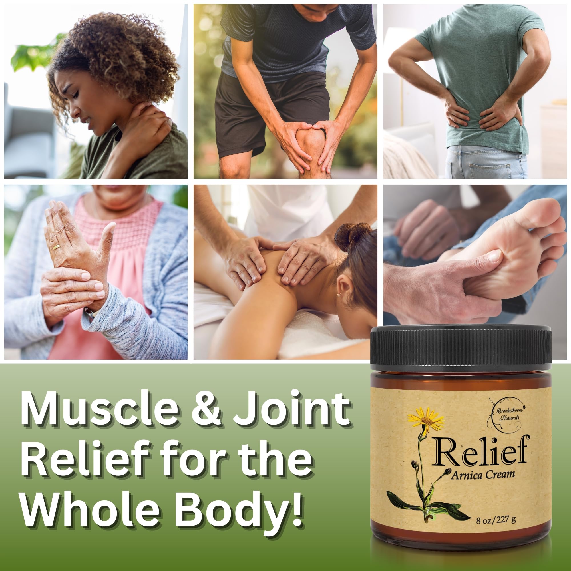 Massage therapist applying Relief Arnica Cream during therapy session