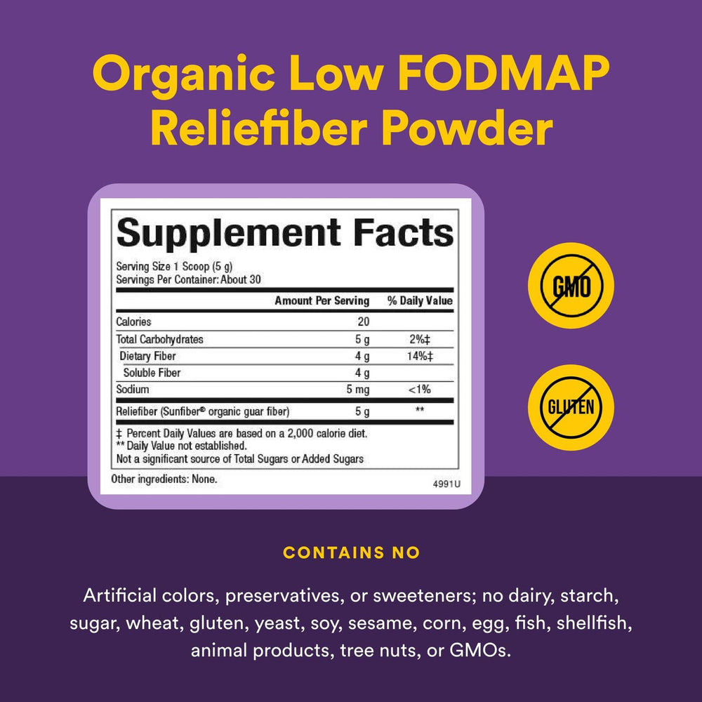 Relieffiber bottle label with Natural Factors branding