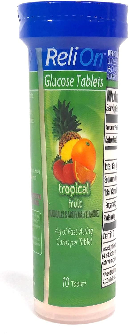 Relion Glucose Tablets Tropical flavor tube