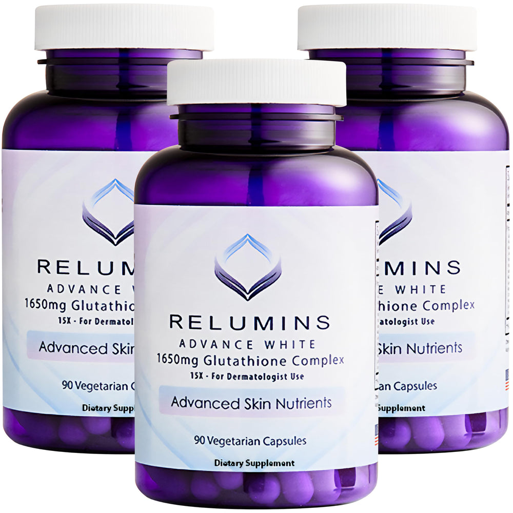 Front view of Relumins L-Glutathione Complex 1650mg bottle
