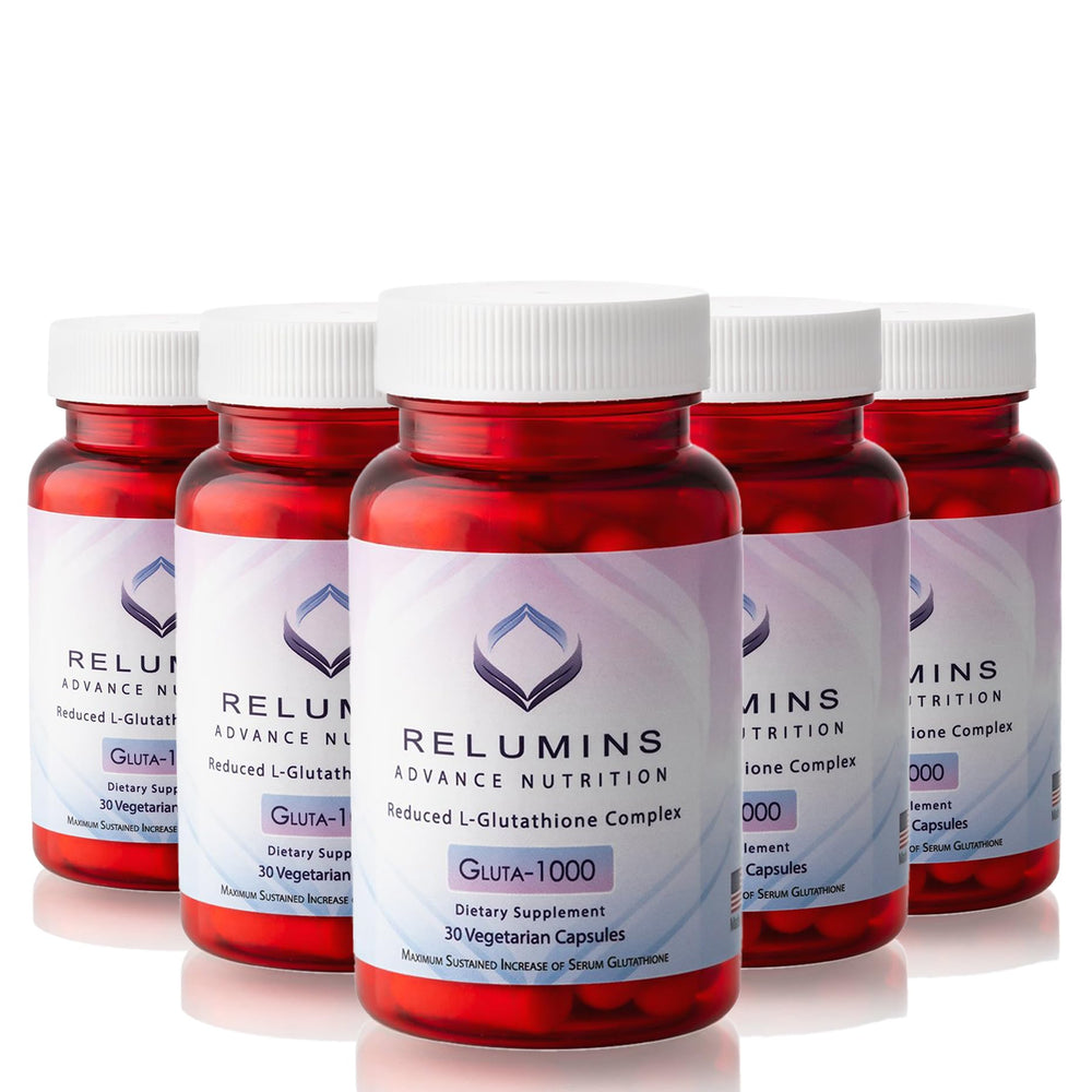 Front view of Relumins Gluta 1000 bottle label