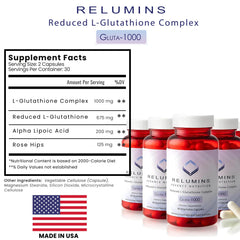 Made in USA stamp on Relumins Gluta 1000 packaging