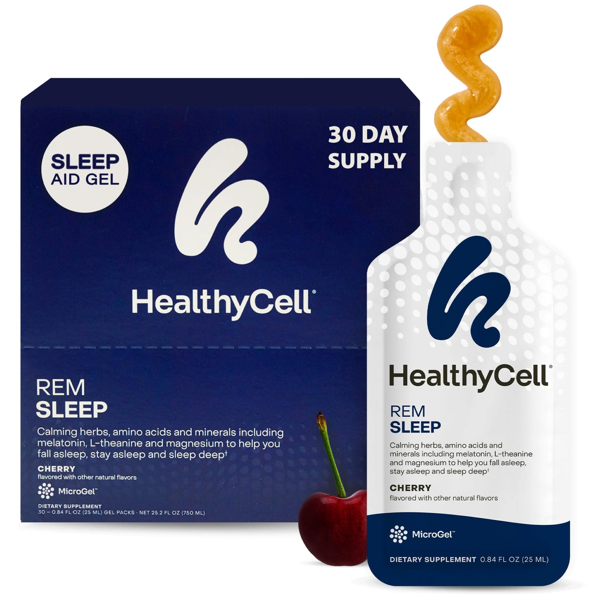 HealthyCell REM Sleep Aid Liquid Gel Cherry 30-pack