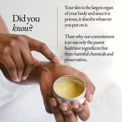 Close-up of balm ingredients label and jar