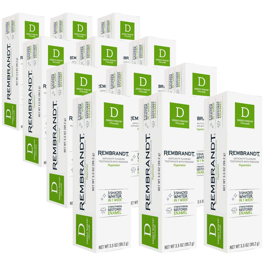 Rembrandt Deeply White + Peroxide Whitening Toothpaste with Fluoride – 12 tubes, 3.5 oz each