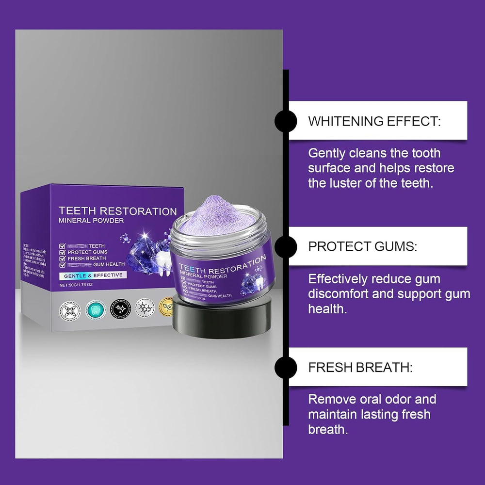 Remineralized tooth enamel after using mineral powder