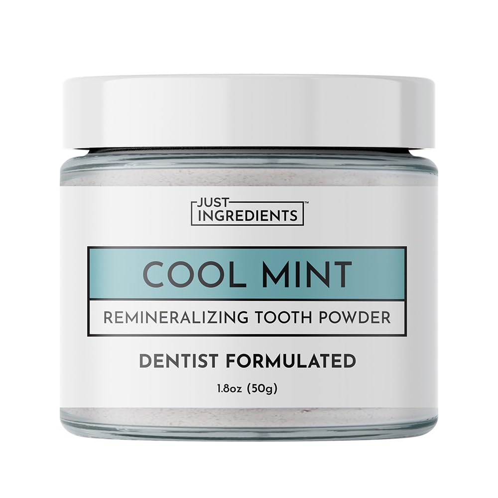 Remineralizing Tooth Powder Regular jar label – Fluoride-free, vegan and real food ingredients