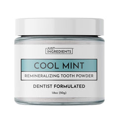 Remineralizing Tooth Powder Regular jar label – Fluoride-free, vegan and real food ingredients