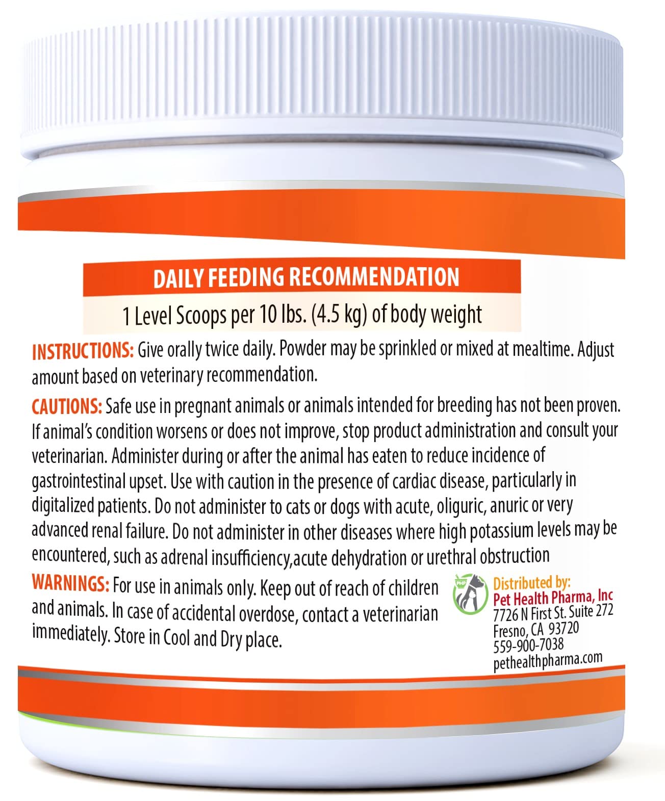 Potassium gluconate pet supplement for dogs and cats