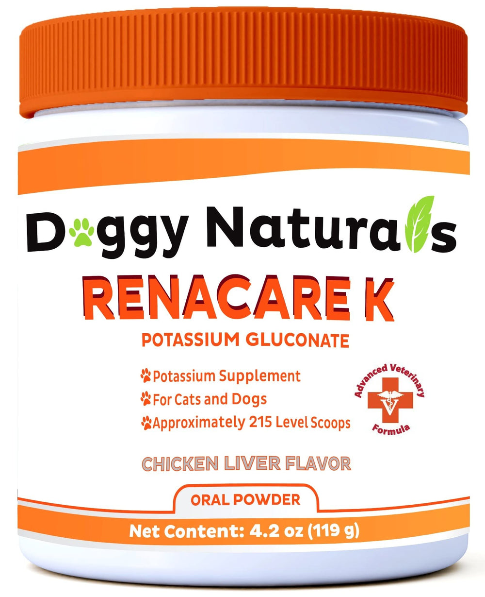 RenaCare K potassium gluconate supplement for dogs and cats with 4 oz chicken liver flavor