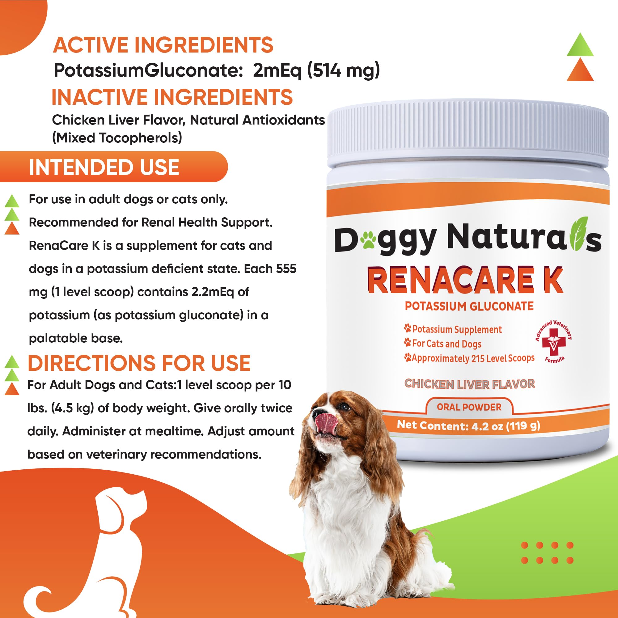 Renal health support powder for dogs and cats