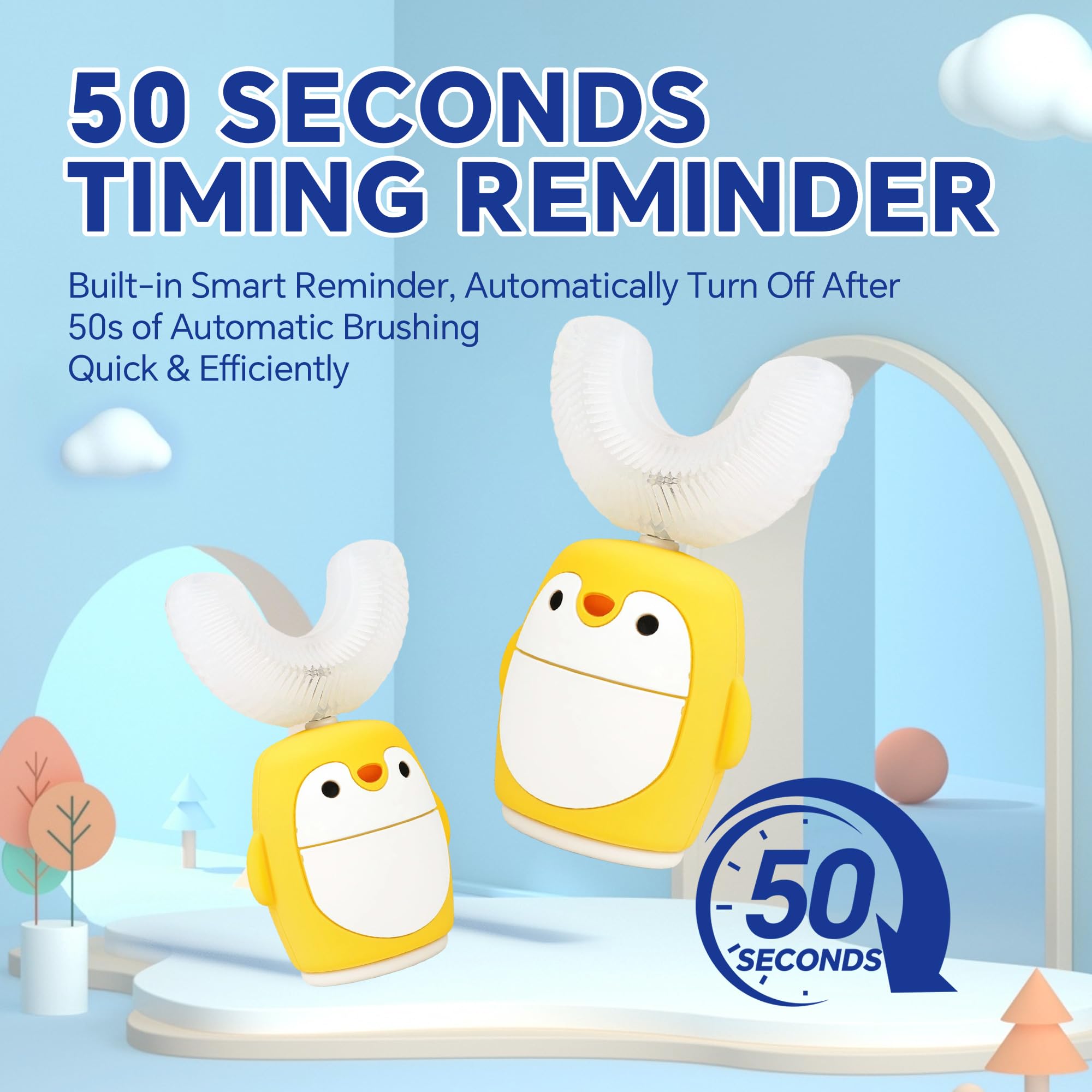 Five cleaning modes on kids toothbrush