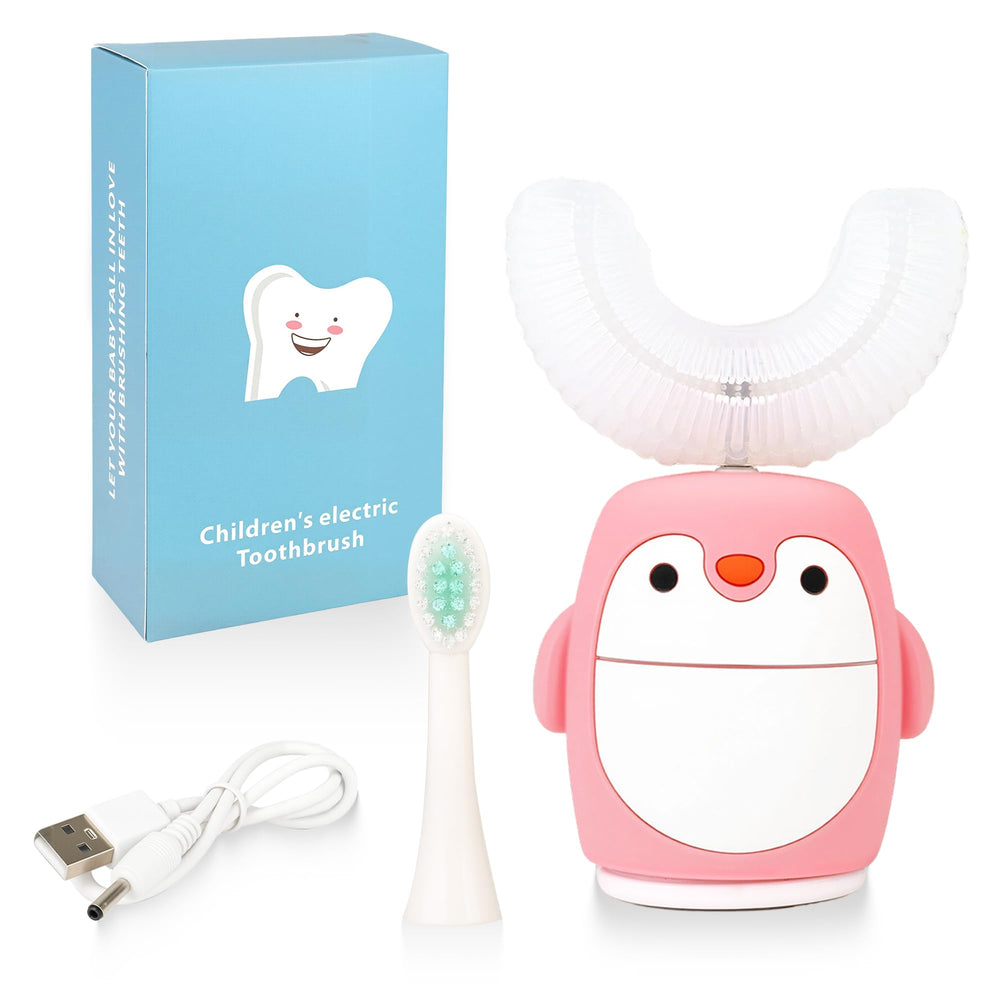 Renaelelife Kids Sonic Electric Toothbrush Pink Penguin design