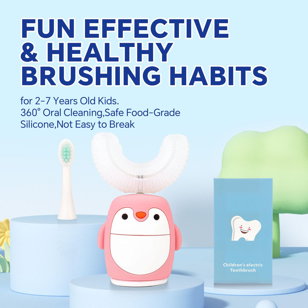 U-shaped toothbrush head with soft silicone bristles